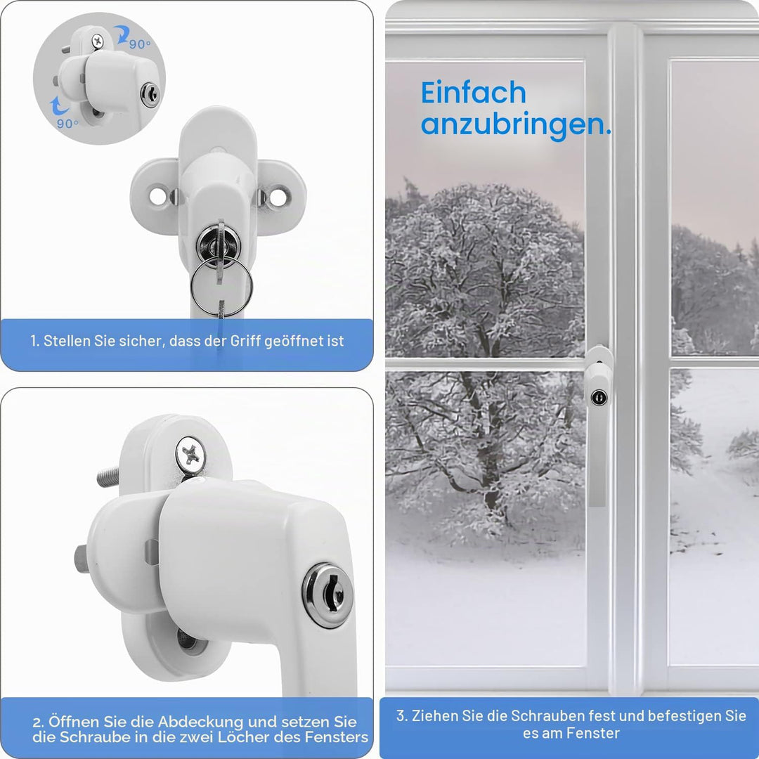 Aluminium Fenstergriff abschliessbar, 8 Stück Kindersicherung Fenstersicherung mit Schloss in Stiftl