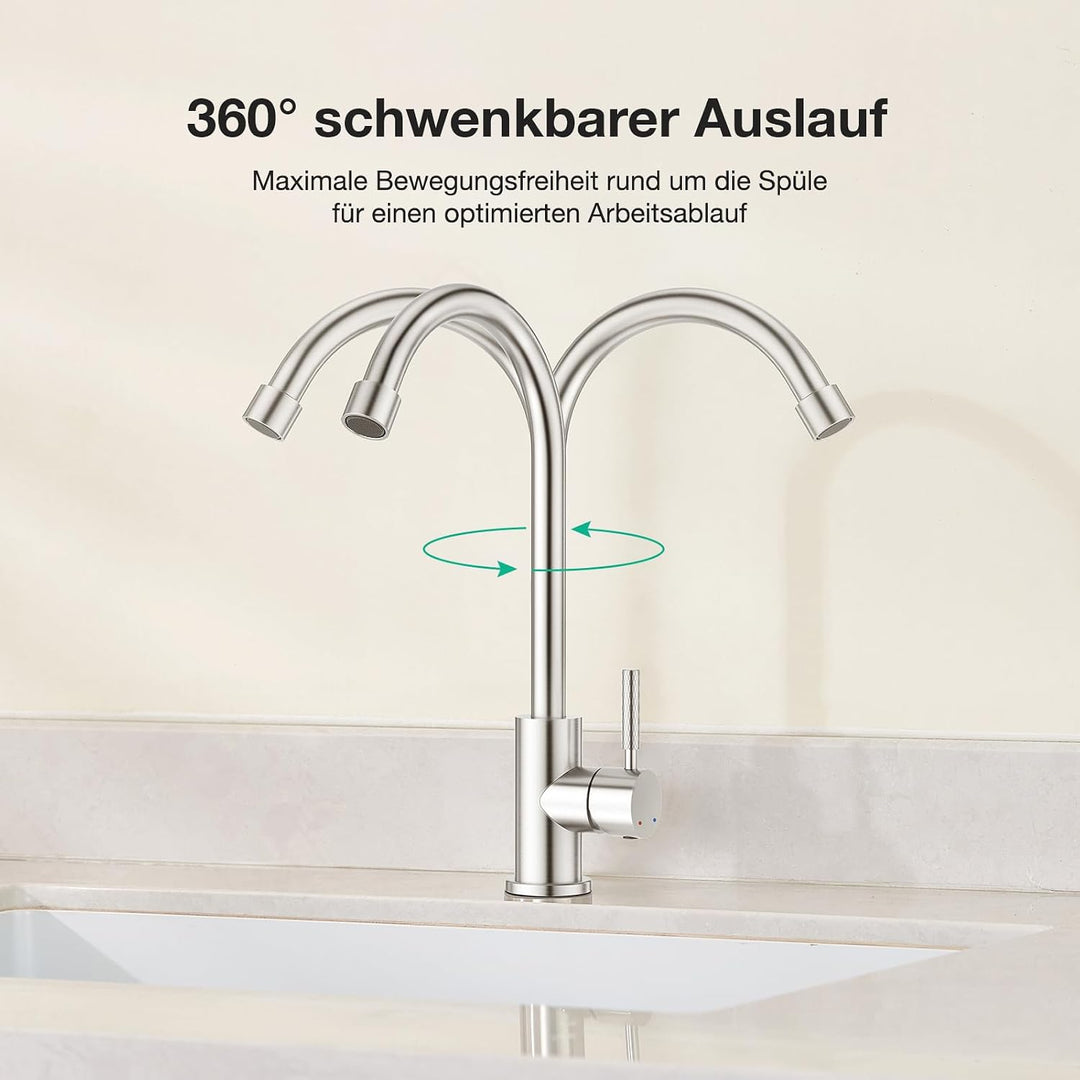 Faustina Spültischarmatur Wasserhahn Armatur Küche, Einhebelmischer Küchenarmatur Hochdruck Einhand-