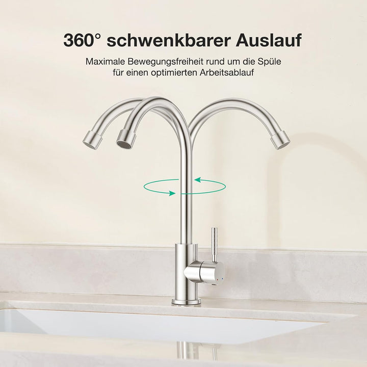 Faustina Spültischarmatur Wasserhahn Armatur Küche, Einhebelmischer Küchenarmatur Hochdruck Einhand-