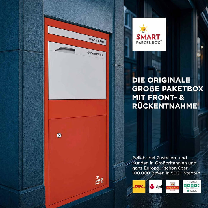 Smart Parcel Box Paketbox L - Briefkasten mit Paketfach wetterfest, rot | Paketbriefkasten, Paketbox