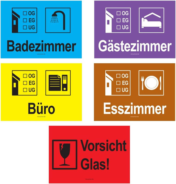 PRICARO Umzugsaufkleber "Komplettpaket Haus", 180 Stück Komplettpaket Haus - 180 Stück, Komplettpake