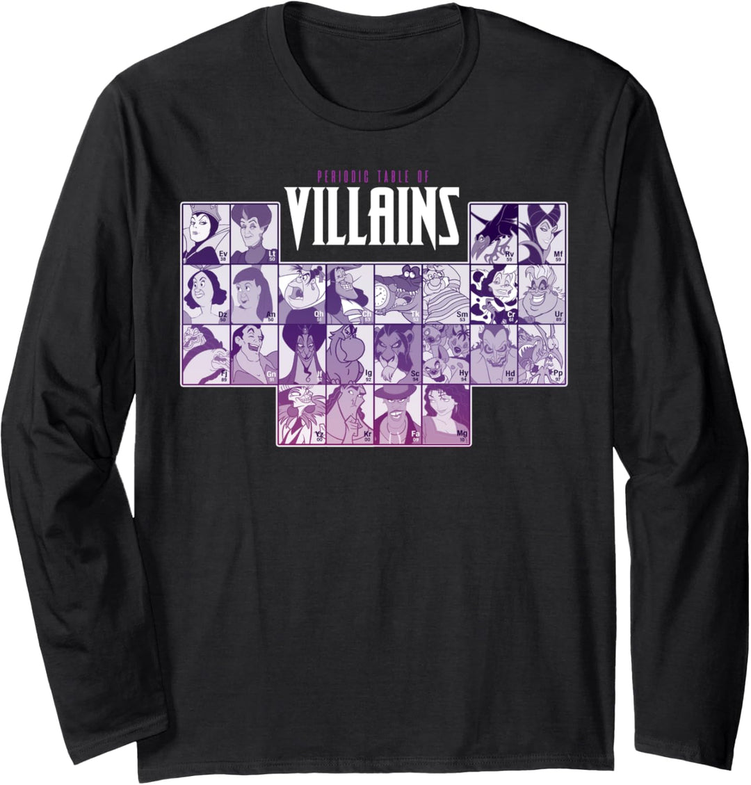 Disney Villains Periodic Table Of Villains Group Shot Langarmshirt