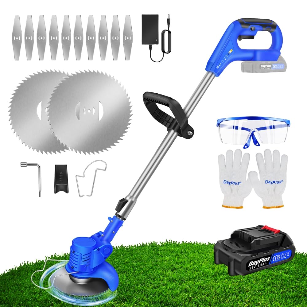 Qimu Akku-Rasentrimmer 21V Freischneider Elektrischer Rasentrimmer 800W Elektro-Trimmer, Rasentrimme