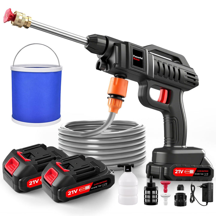 Akku Hochdruckreiniger kabellos,60 Bar 870 PSI,Hochdruckreiniger Akku mit 2X 2000mAh Akkus &amp; Ladeger