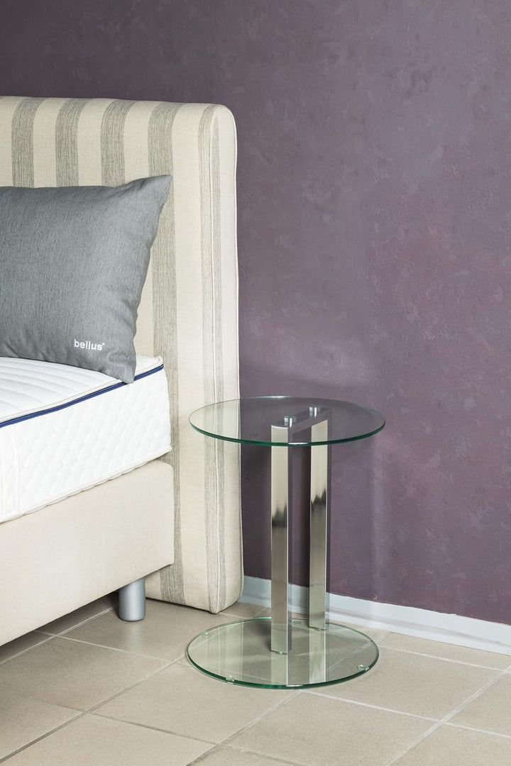 HAKU Beistelltisch Chrom, Metall, Sicherheitsglas 8 mm - Masse: H 50 x Ø 40 cm, Style: Modern H 50 x