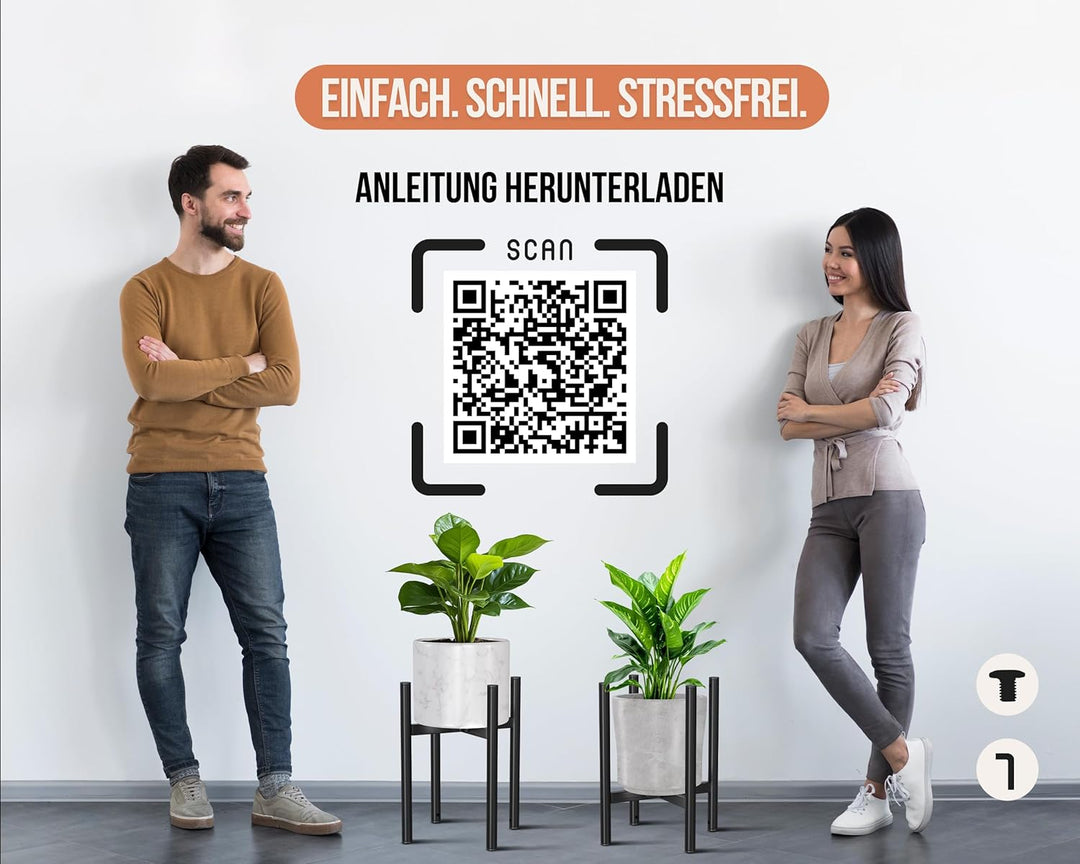 2er-Set Pflanzenständer Metall – Verstellbar 20–30 cm, stapelbar als 2-Etagen Blumenständer, Schwarz