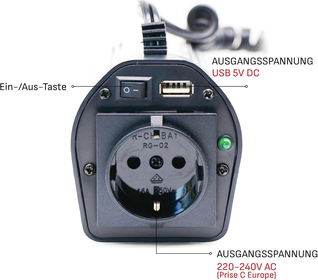 Schumacher INV 150 Spannungswandler Modifizierter Sinus-Wechselrichter 12V DC > 220V/240V AC - Dauer