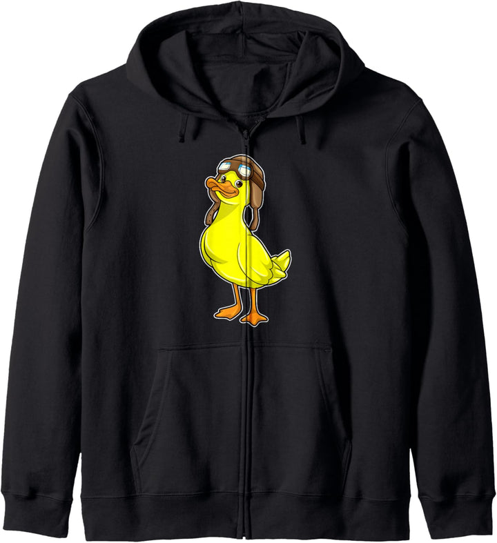 Ente Pilot Mütze Brille Kapuzenjacke