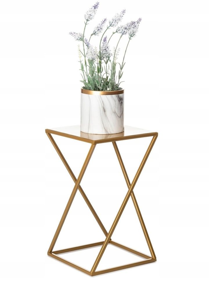 HowHomely Blumenständer Metall Golden 40 cm Hoch - Solider und Robuster Blumenhocker Metall - Pflanz