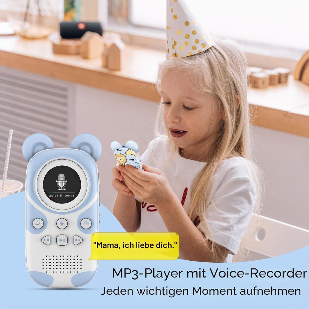 RUIZU 64GB MP3 Player Kinder Bluetooth 5.3 mit kopfhörer Lautsprecher Unterstützt UKW-Radio, Wecker,