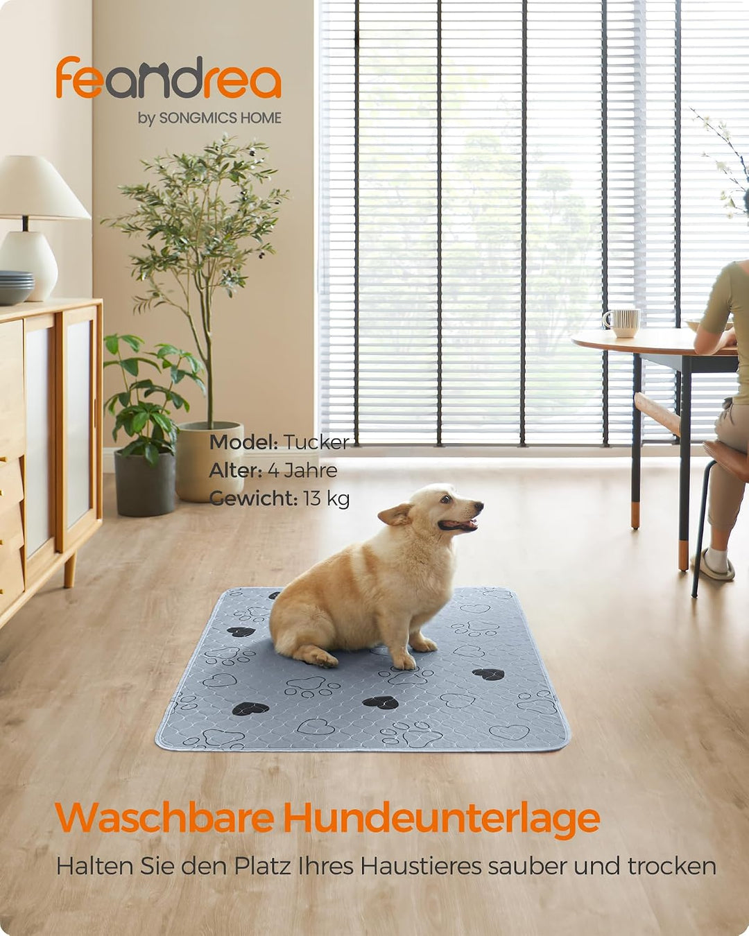 Feandrea Welpen-Unterlagen waschbar, Wiederverwendbare Matten für Hunde, 122 x 91 cm, 2er Set, XL, H