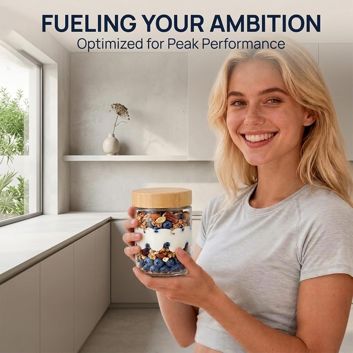 4 Set Overnight Oats Gläser 500ml,Meal Prep Gläser,Einmachgläser mit Schraubdeckel & Löffel,Mason Ja
