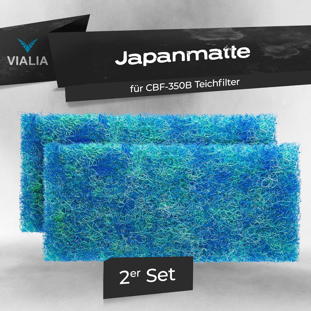 VIALIA Japanmatten 2er Set in blau, Ersatzteil für CBF-350B Kammerfilter, Biomatte zur groben Filter