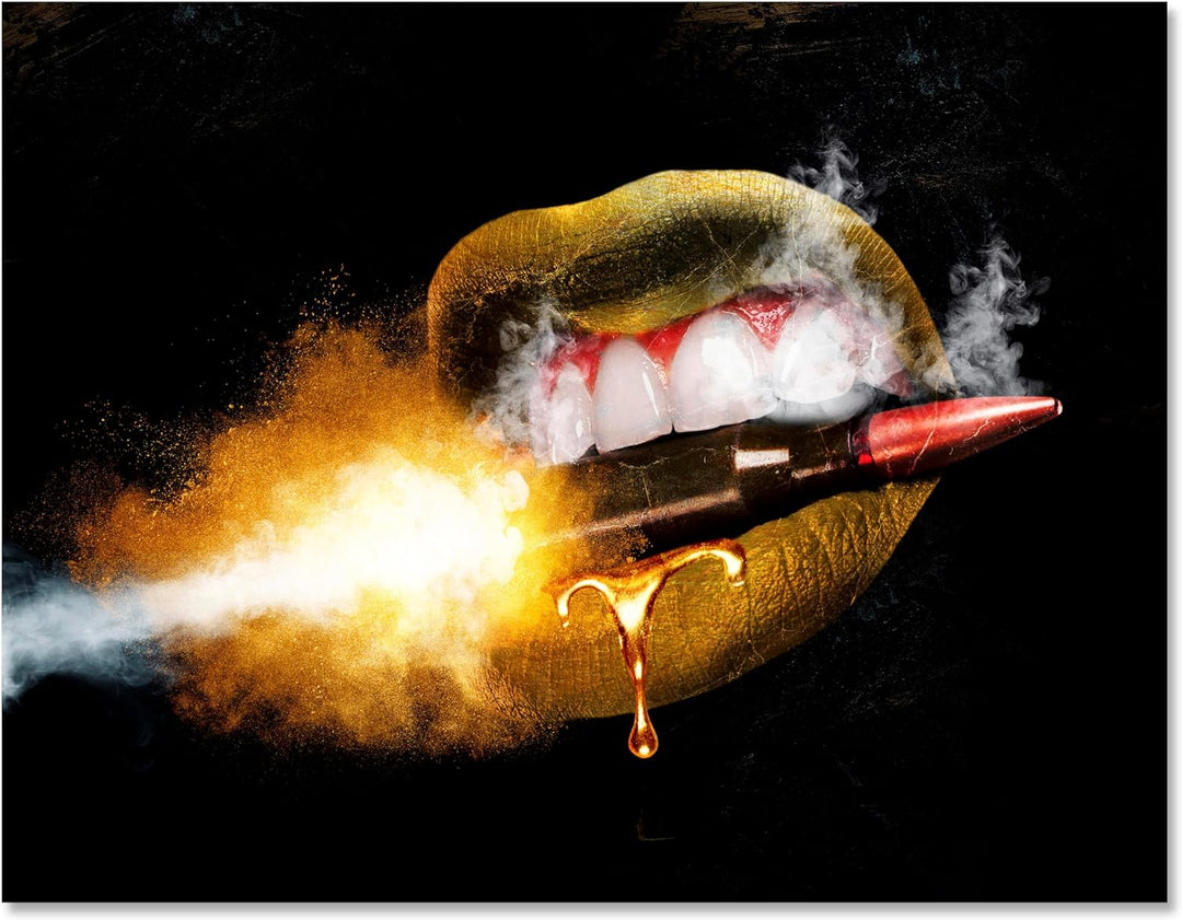 wandmotiv24 Leinwandbild 260 g/m² - Kunstdruck auf Leinwand - Wandkunst - Wandbild mit Frauen Lippen