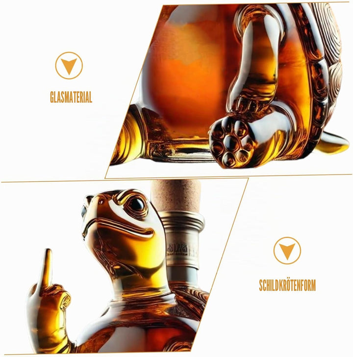 Whisky-Dekanter, 350 ml Schildkröten-Weindekanter zeigt seinen Mittelfinger, 5, 1 x 5, 1 x 7, transp
