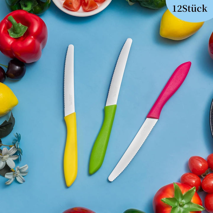 Classic Line Tafelmesser Set 12-teilig，23.2CM, Professionelles Tafelmesser aus Edelstahl wellenschli