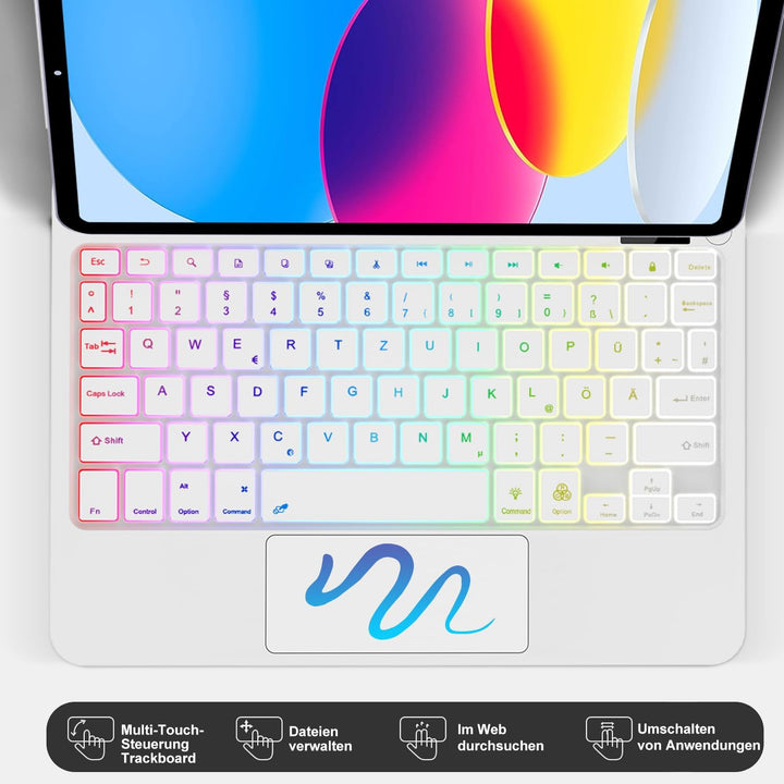 SENGBIRCH Magic Tastatur für iPad A16 11. 2025/10. 10.9" 2022 - Deutsches QWERTZ Hintergrundbeleucht
