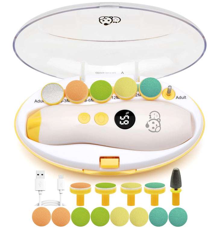 Wiederaufladbarer Baby-Nagelschneider 22 in 1, elektrische Nagelfeile, zusätzliche 13 Ersatzstücke,