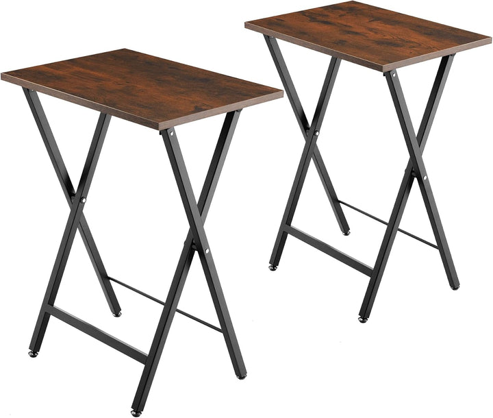 tectake 2er Set Beistelltisch klappbar, Holz Tablett Tisch im Industrie-Design, 48x36x66,5 cm, TV Tr