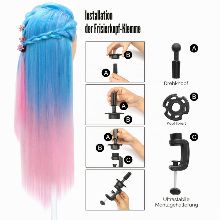 Trainingsköpfe, 28 inch Übungskopf Frisierkopf Friseur 100% Synthetikfaser-Haar Styling Kopf Frisier