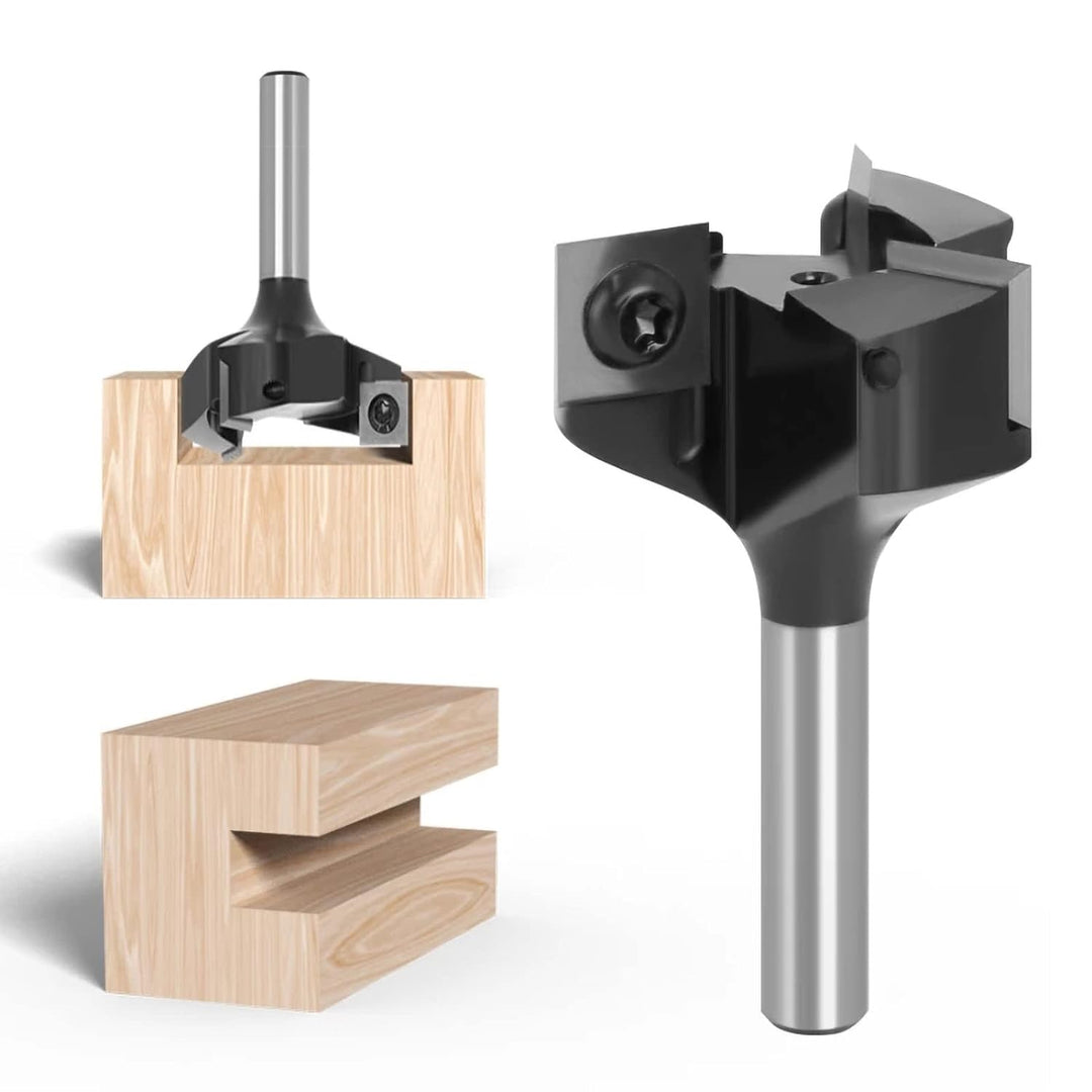 Sinoprotools Planfräser 8mm Schaft, 3-seitigem Hobelfräser mit Wendeplatten 12mm Hartmetallmesser, D