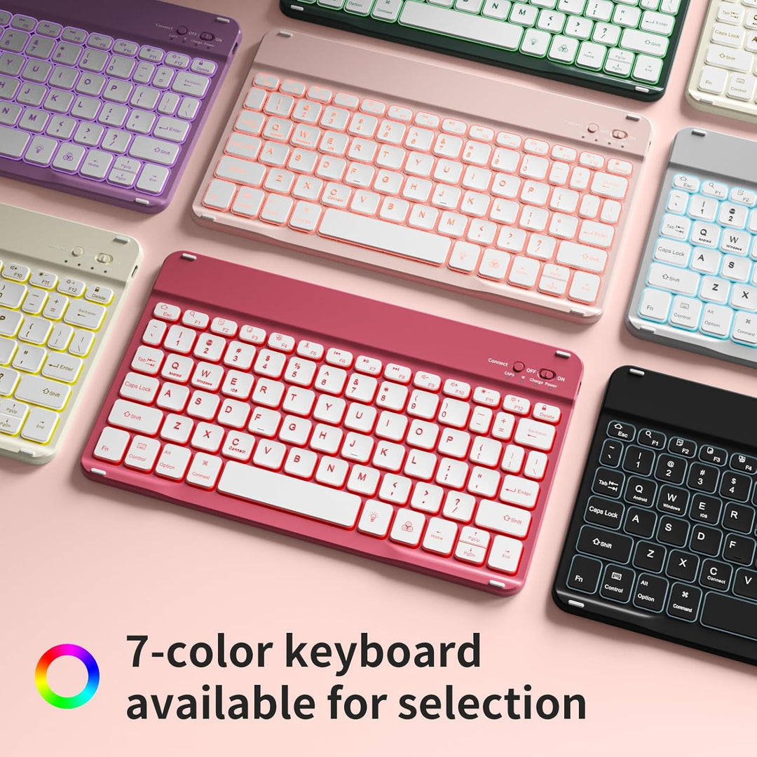 Hülle mit Tastatur für iPad 11 Generation A16/10 Generation (11/10.9 Zoll, 2025/2022), 7-farbige Bel