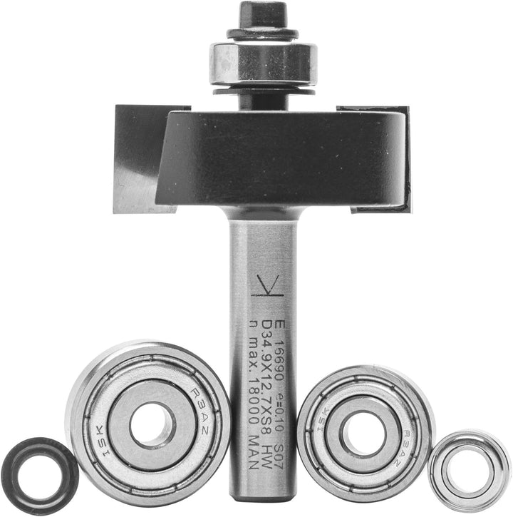 ENT 16690 Falzfräser Set HW, Schaft (S) 8 mm, Durchmesser (D) 34,9 mm, NL 12,7 mm, SL 32 mm, mit Kug
