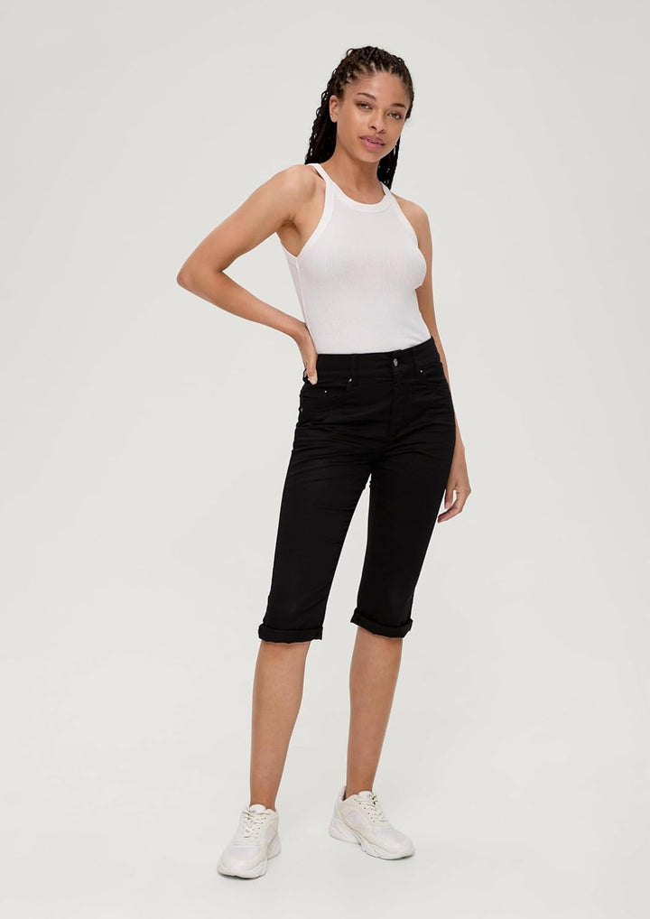 s.Oliver Damen Capri, Slim Fit, Schwarz