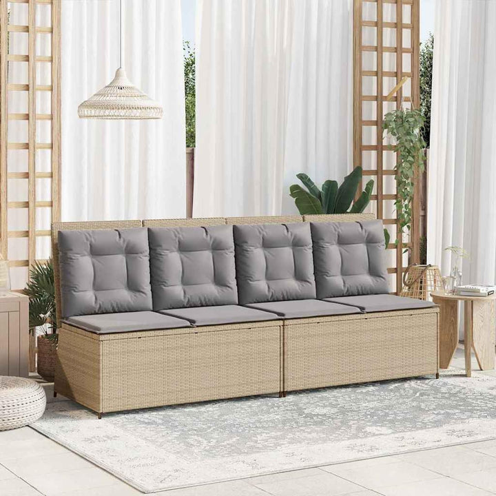 Homgoday Gartenliegebank Beige Poly-Rattan 108 cm Sitzbreite, 2-Personen, für Entspannung und Freilu