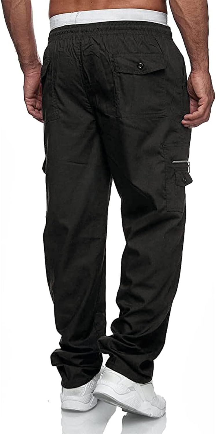 Jolicloth Cargohose Herren Baumwolle Outdoorhose Lange Baggy Hose Casual Freizeithose Pants M Schwar