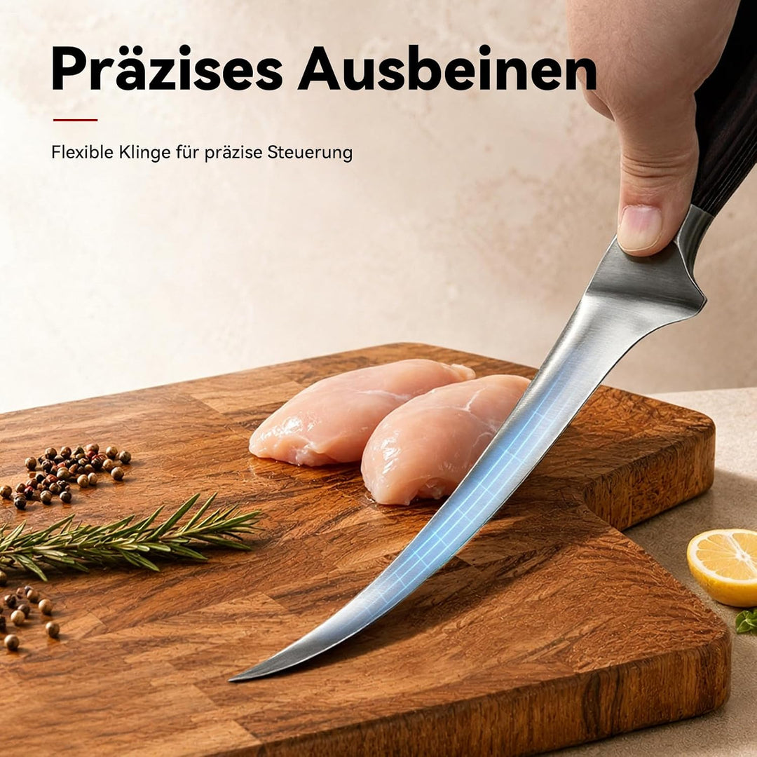 pullther Filetiermesser Fisch 18cm, Küchenmesser, Profi Ausbeinmesser 18 cm, 18 cm