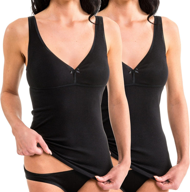 HERMKO 175803860 2er Pack Damen BH-Hemd 2er Pack (Weitere Farben) XXL Schwarz, XXL Schwarz