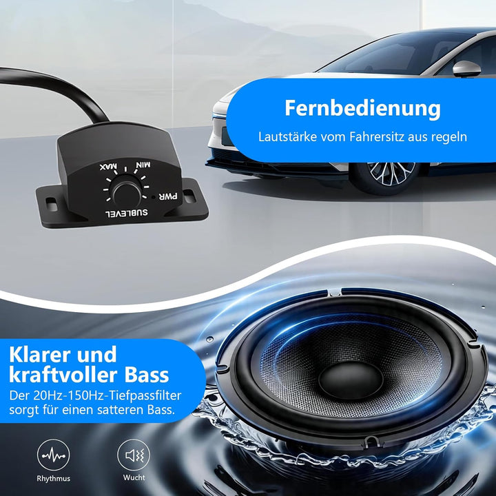 VINGVO Subwoofer Auto,10Zoll 800W Aktiv Subwoofer Für Auto,2.6 Ohm Ultra Flach Untersitz Subwoofer A