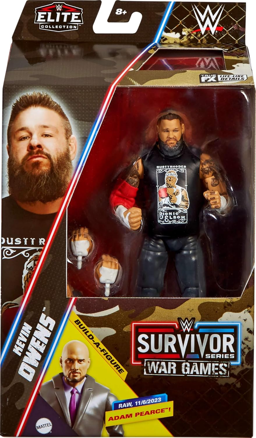 Mattel WWE Elite Collection Actionfigur & Zubehör, Premium Live Event Kevin Owens mit austauschbaren
