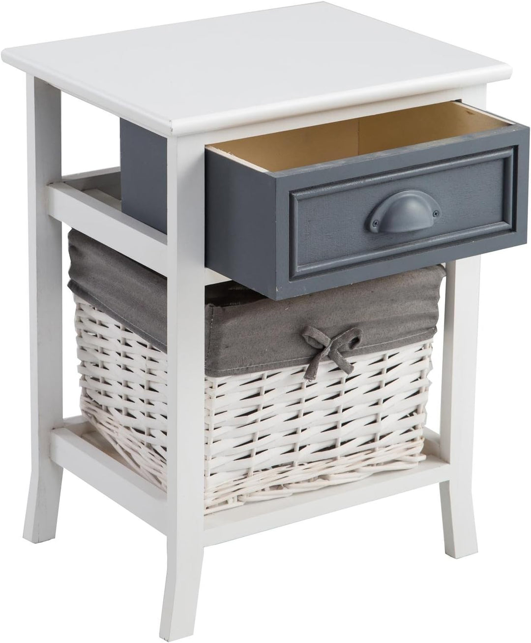 CARO-Möbel Nachttisch Nachtschrank Nachtkommode Florenz in weiss, Shabby Chic Vintage Look, mit Schu