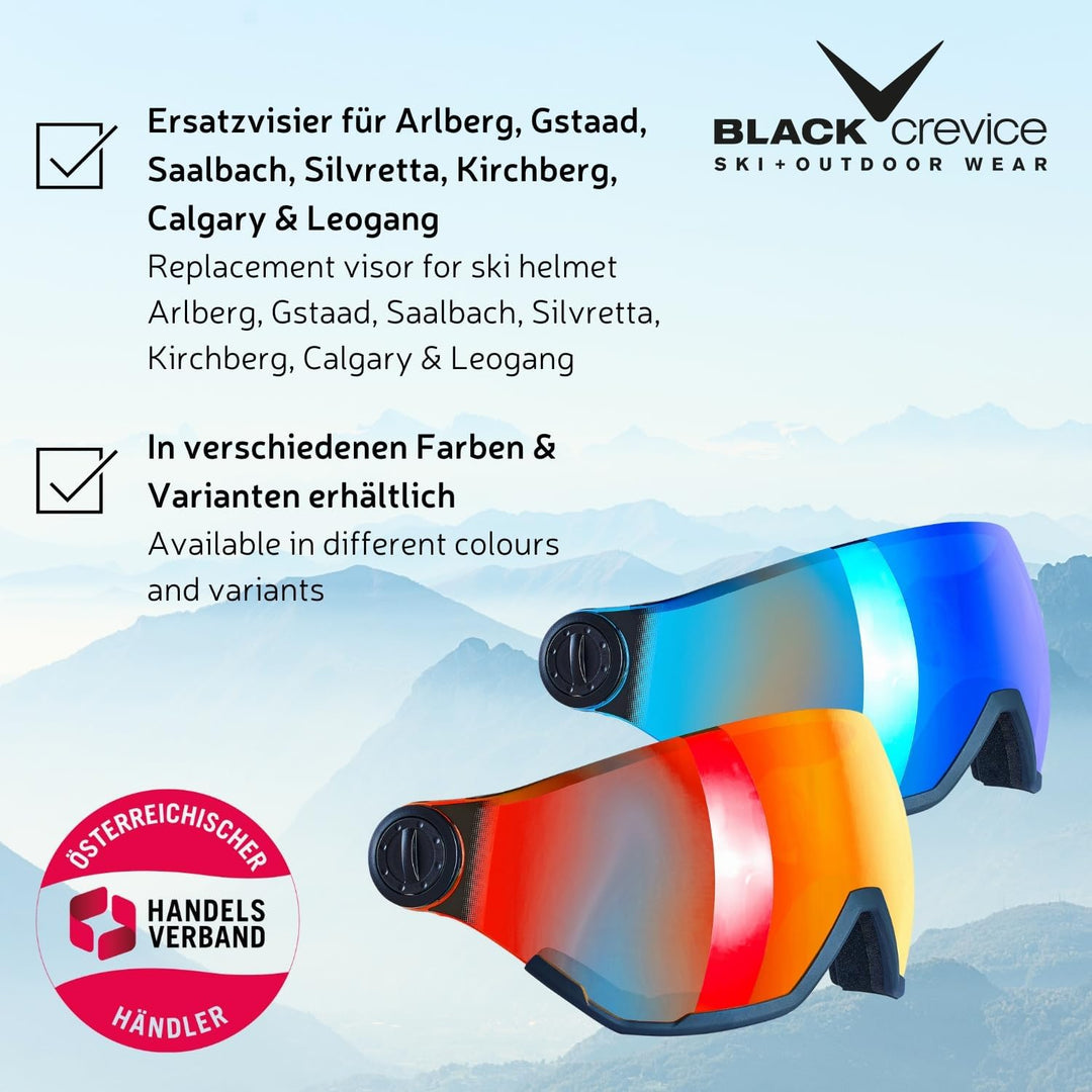 BLACK CREVICE Ersatzvisier mit Vollschutz I Skihelm-Ersatzvisier für Skihelm Arlberg &amp; Gstaad &amp; Saal