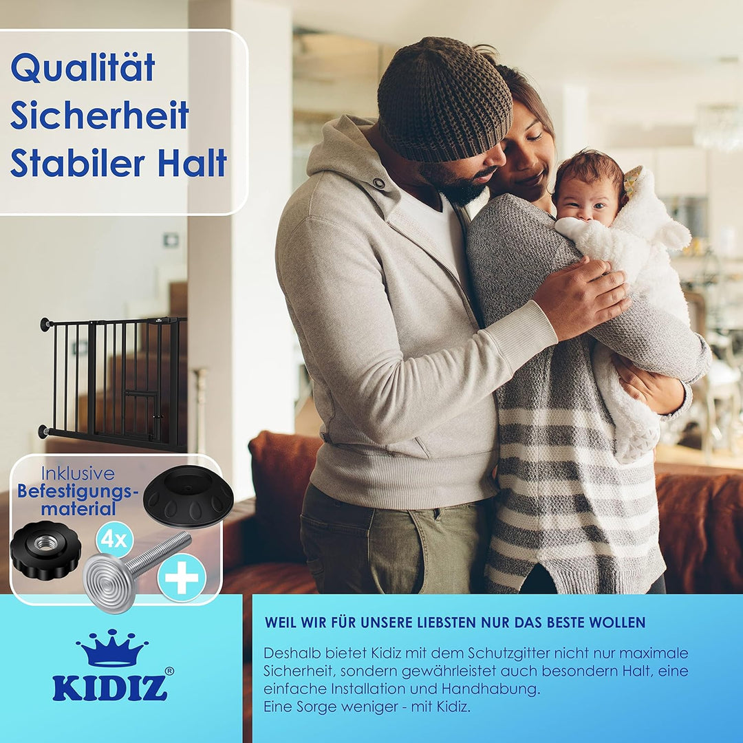 KIDIZ® Türschutzgitter Absperrgitter Treppengitter Kindergitter | mit Türe für Hunde und Katzen, Hau
