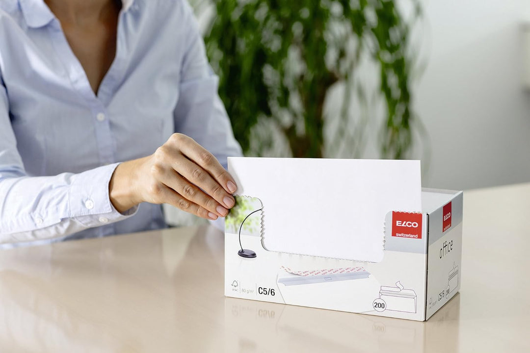 ELCO Office Umschlag DIN lang 80 g/m² FSC-zertifiziert mit Haftverschluss in Shop-Box 200 Stück weis