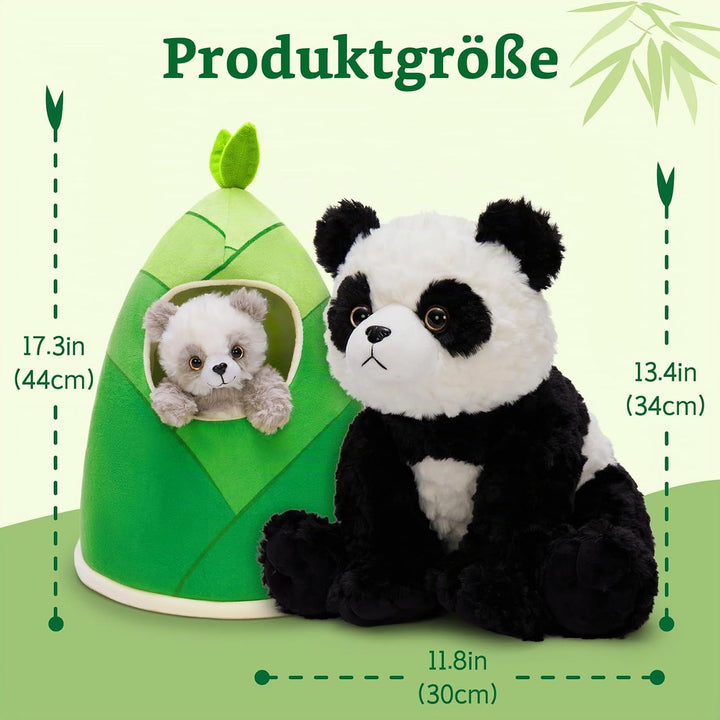 MorisMos 4 stücke Panda Kuscheltier im Bambus Tasche, gross riesen Panda Stofftier Plüschtier XXL, P
