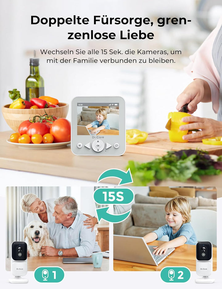 Dr.Care NeoView Video-Babyphone – 2,8" Display, 2-Wege-Audio, Video-Schleifenaufnahme, Nachtsicht, V