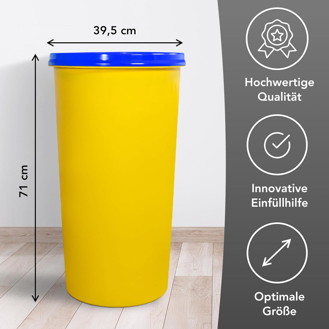 Mülleimer 60l mit geruchsdichtem Deckel (Blau), Gelber Sack Ständer, Made in Germany, Müllsackstände