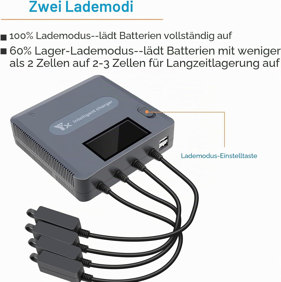 LYONGTECH LCD Display Akku Ladegerät für DJI Air 2S,Mavic Air 2 Drohne, lädt 4 Batterie und 2 USB-An