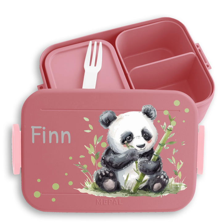 Kinder Bento Box Midi Mepal Bentobox - Panda - Personalisierbare Brotdose mit Pandabär | Lunchbox fü