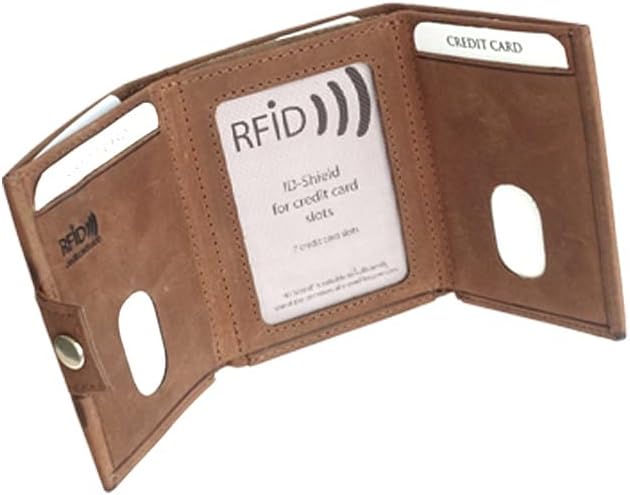 orso Bruno original Minigeldbörse Herren braun Leder RFID Schutz, kleine Herren Mini Geldbörse, Mini
