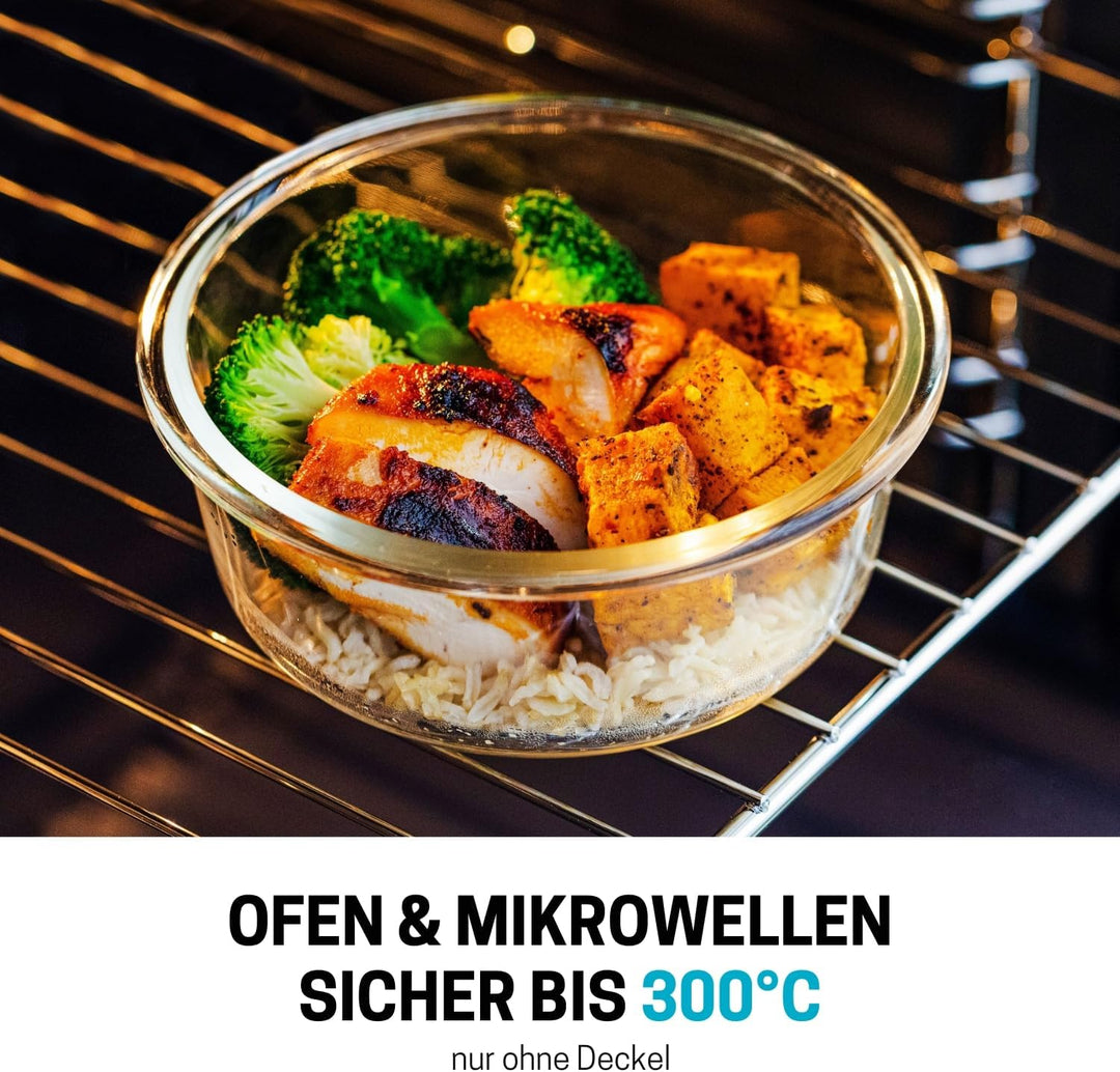 Igluu Meal Prep Container aus Glas – 3er Set Runde Glasbehälter in Verschiedenen Grössen –Lunch Box