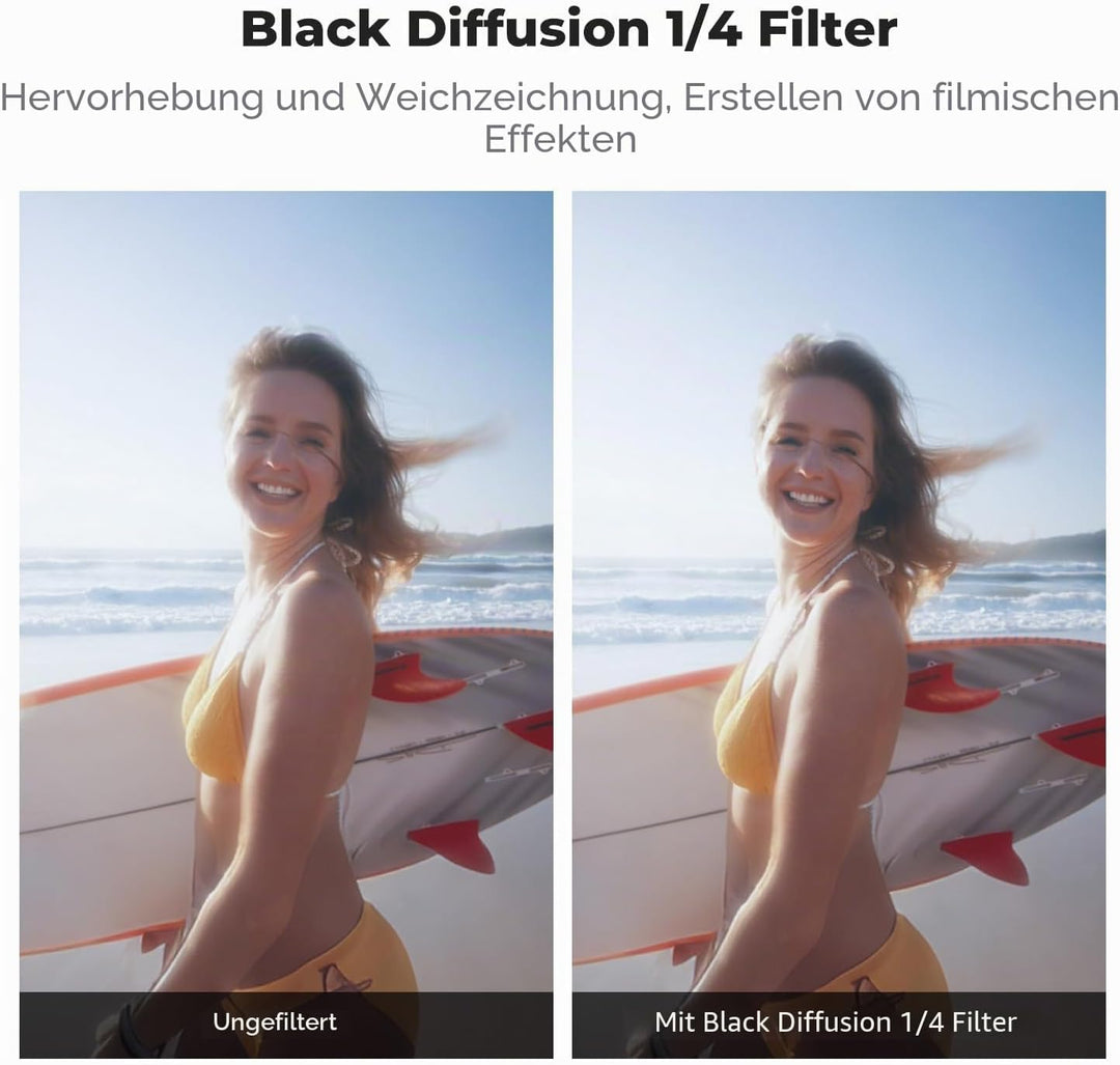 K&amp;F CONCEPT Clip-On Black-Mist 1/4 Filter Kompatibel mit DJI Osmo Action 6, Clip-On Schnellwechsel-F