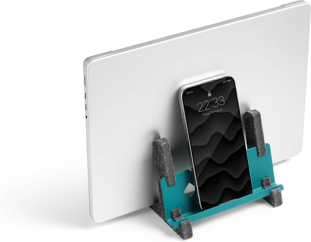 Durable Laptop Ständer Vertical Effect, aus 60% recyceltem PET-Filz, Laptop Halter mit Handy/Tablet