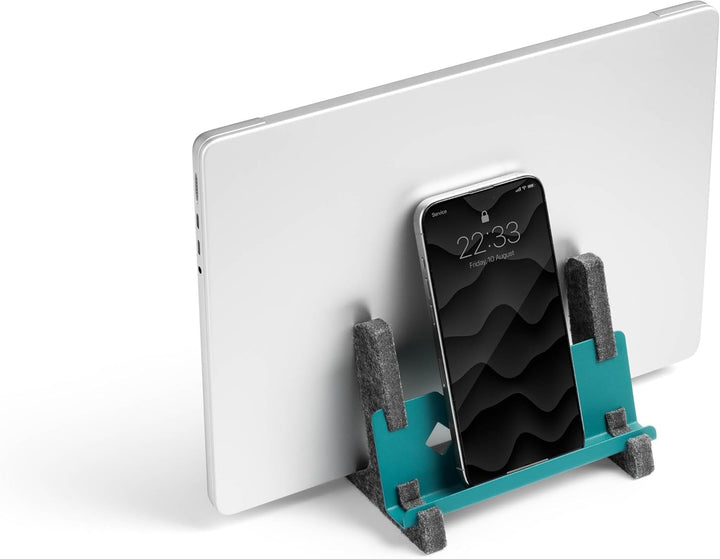 Durable Laptop Ständer Vertical Effect, aus 60% recyceltem PET-Filz, Laptop Halter mit Handy/Tablet