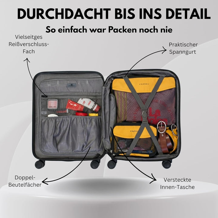 Franky 4-Rad Koffer, Trolley aus ABS Material, funktionaler Hartschalen Koffer, Reisegepäck mit TSA