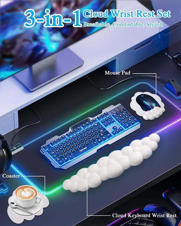 Wolke Handballenauflage Tastatur, Ergonomisch Wolke Mousepad Handgelenkstütze, mit Memory-Schaum, Ni